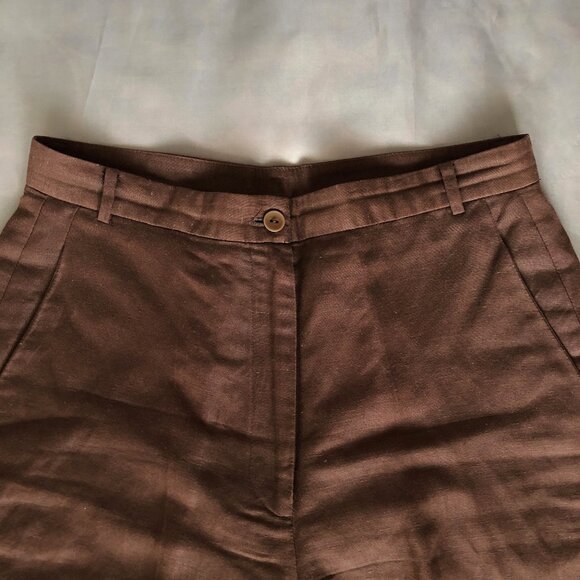 Chocolate Brown Linen Blend Pants - Picture 4 of 7